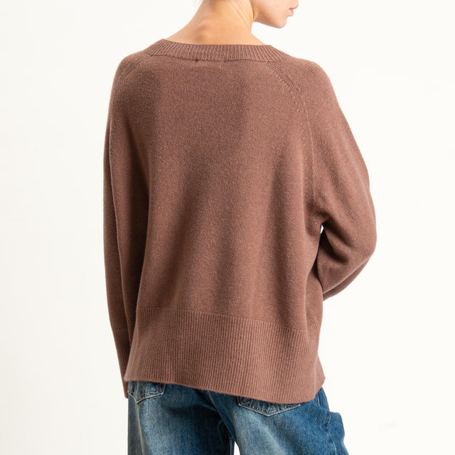 Kontatto-Maglia a scatola girocollo (QS) - nocciola