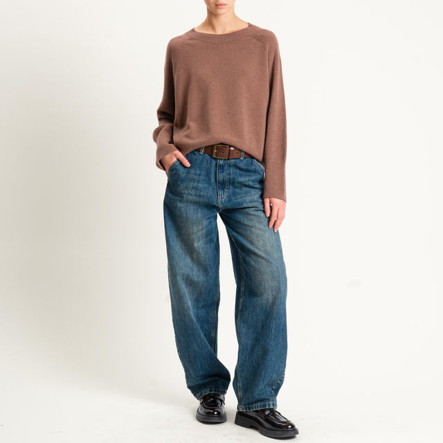 Kontatto-Maglia a scatola girocollo (QS) - nocciola
