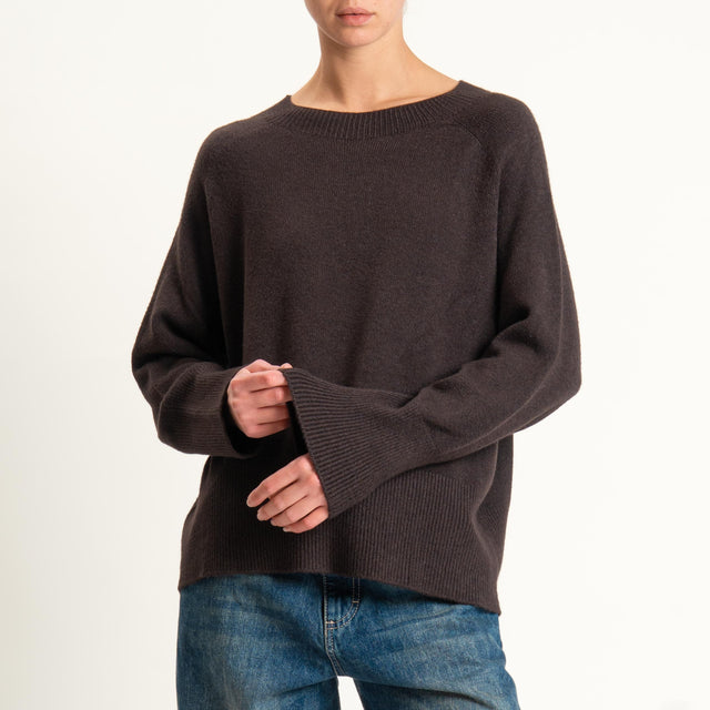 Kontatto-Maglia a scatola girocollo (QS) - moro