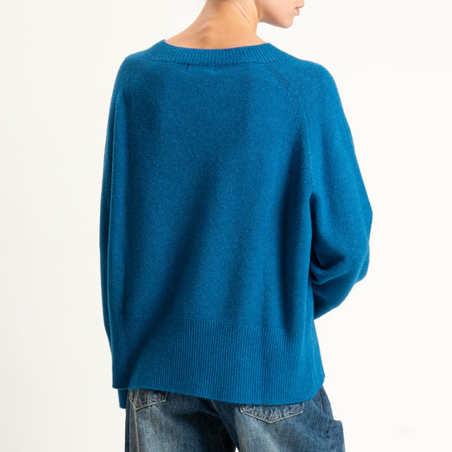 Kontatto-Maglia a scatola girocollo (QS) - ottanio