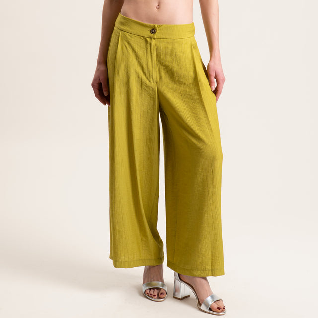 Tensione in-Pantalone viscosa goffrato - lime