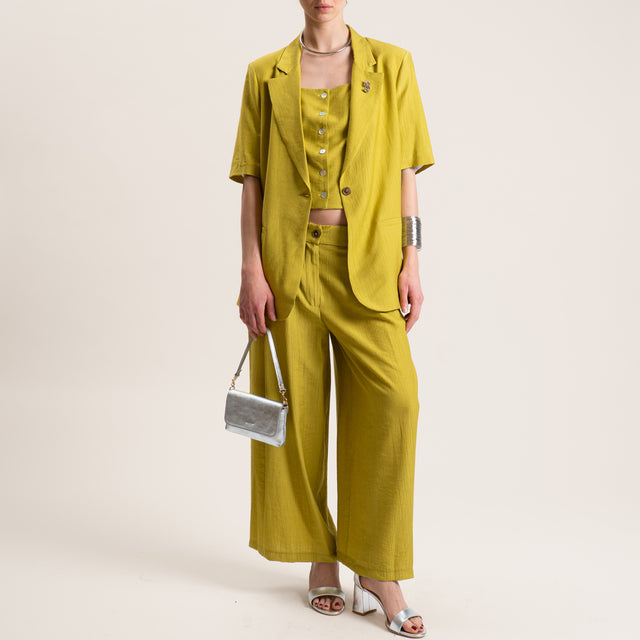 Tensione in-Pantalone viscosa goffrato - lime