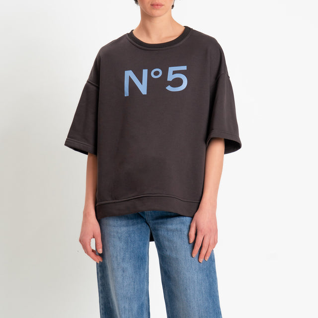 Tensione in-Felpa n5 mezza manica spacchi laterali - moro/celeste