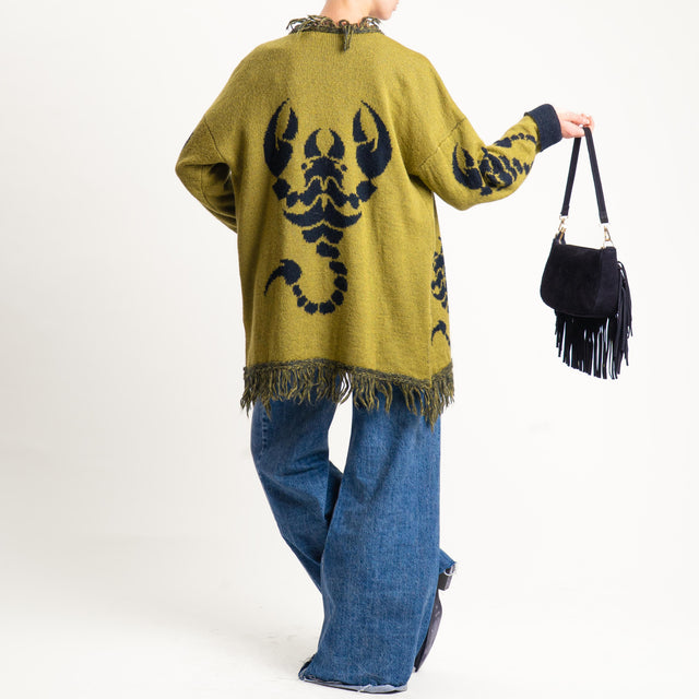 Zeroassoluto-Cardigan mohair fantasia scorpion DOUBLE FACE - olio/nero (B)
