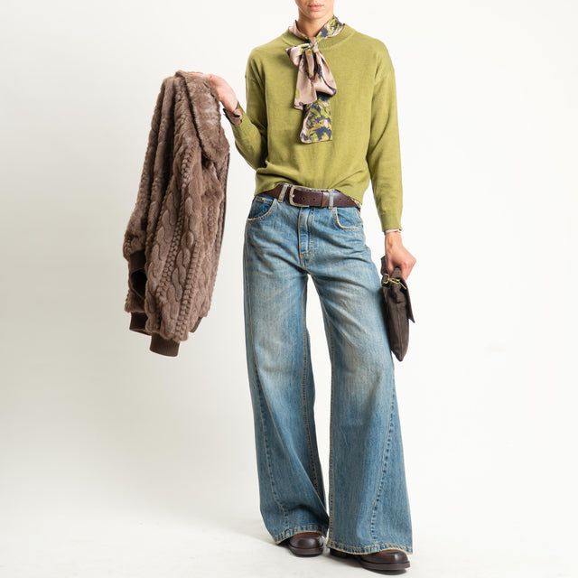 Anonyme-Camicia SOFT-HAND SATIN fantasia floreale con cravatta - beige/olio