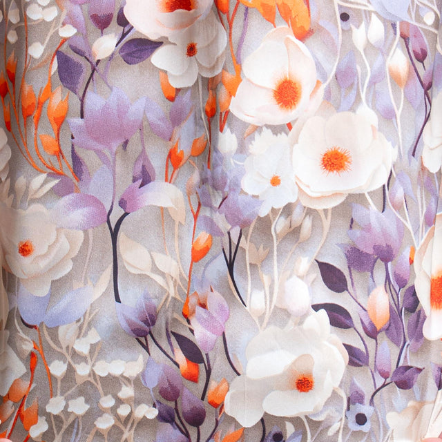 Anonyme-Camicia SOFT-HAND SATIN fantasia floreale - taupe/orange/peonia