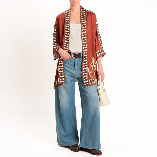 Anonyme-Kimono satin fantasia - brick/sand/moro