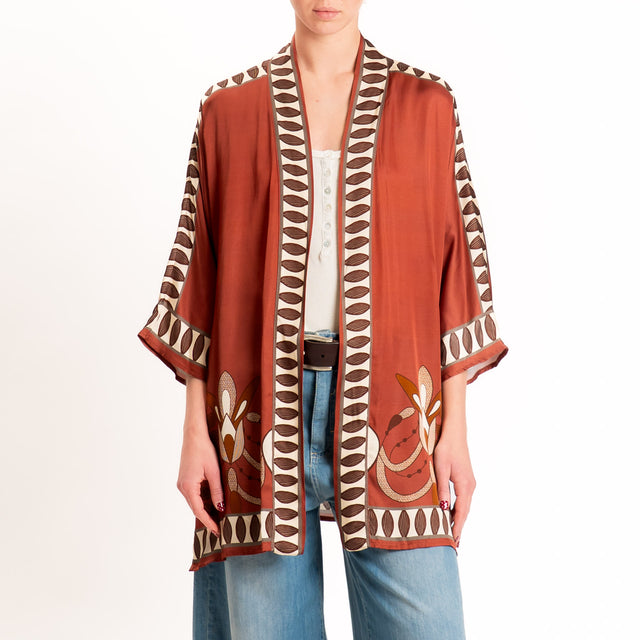 Anonyme-Kimono satin fantasia - brick/sand/moro