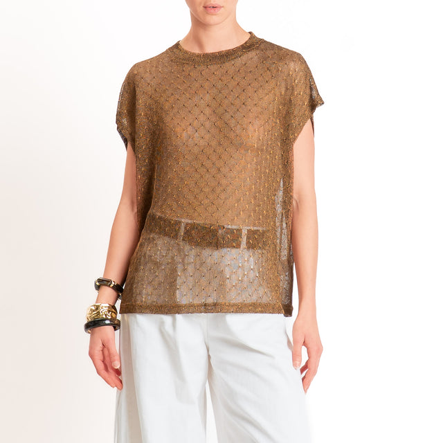 Anonyme-Maglia in lurex girocollo - bronzo