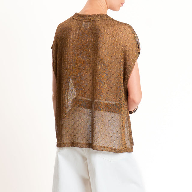 Anonyme-Maglia in lurex girocollo - bronzo