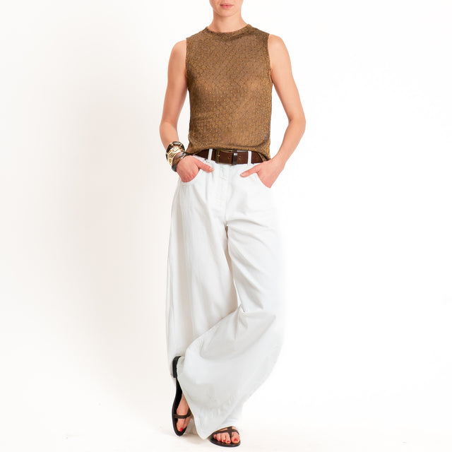 Anonyme-Top in lurex girocollo - bronzo