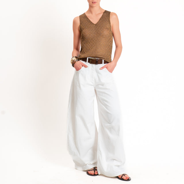 Anonyme-Top in lurex doppio scollo v - bronzo