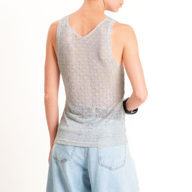 Anonyme-Top in lurex doppio scollo v - silver