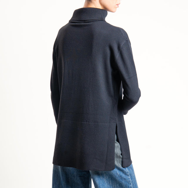 Anonyme-Maglia collo ad anello misto lana - Nero