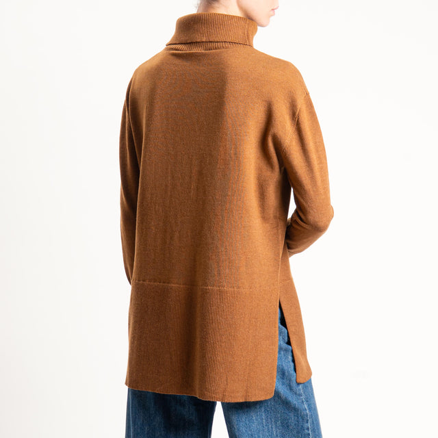 Anonyme-Maglia collo ad anello misto lana - caramel