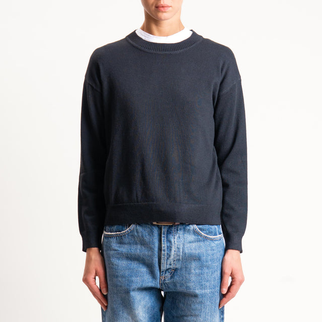 Anonyme-Maglia girocollo misto lana - Nero