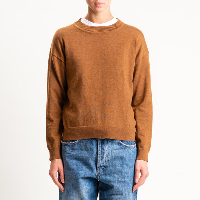Anonyme-Maglia girocollo misto lana - caramel