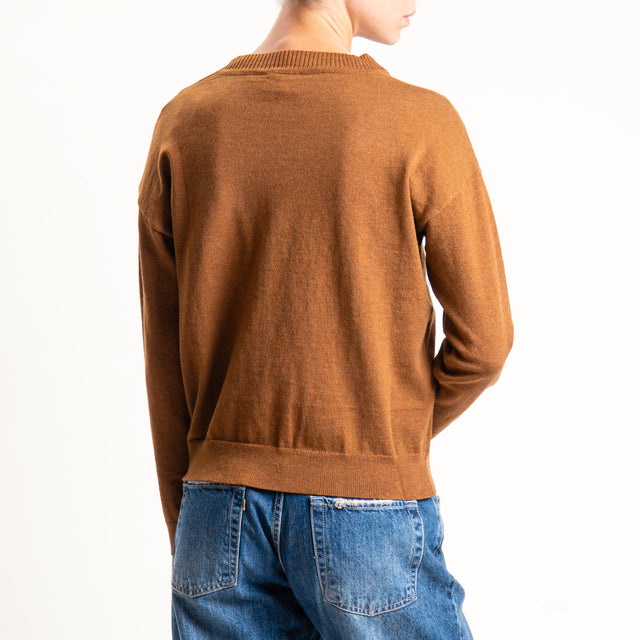 Anonyme-Maglia girocollo misto lana - caramel