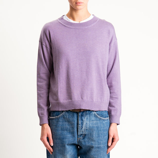 Anonyme-Maglia girocollo misto lana - lilla