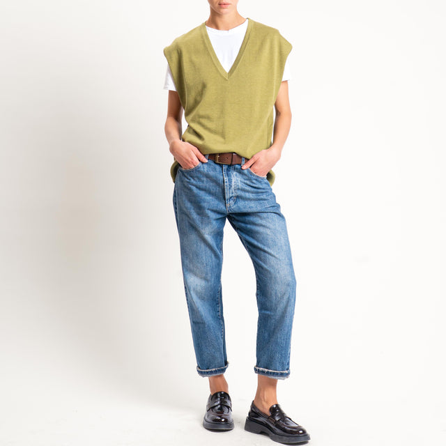 Anonyme-Gilet misto lana scollo v - acid