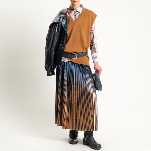 Anonyme-Camicia SOFT-HAND SATIN multi fantasia - cuoio/taupe/nero
