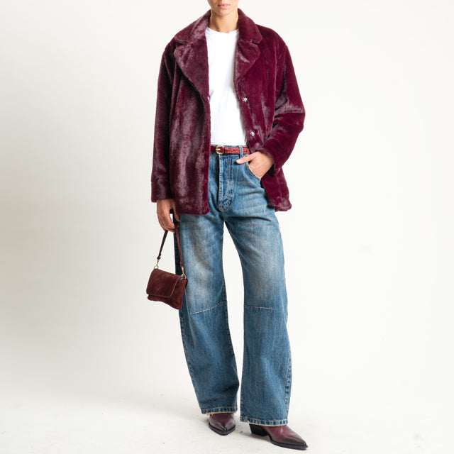 Anonyme-Ecopelliccia con tasche - burgundy