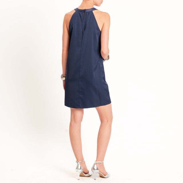 Anonyme-Abito corto satin con tasche - blu