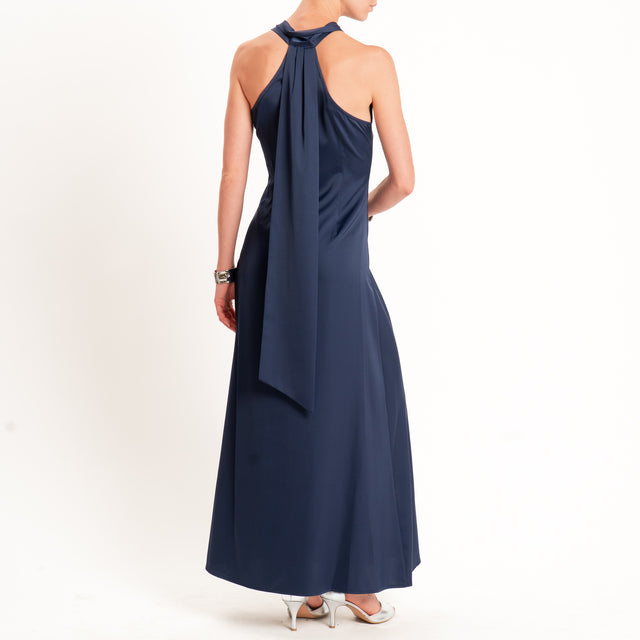 Anonyme-Abito satin incrociato - blu