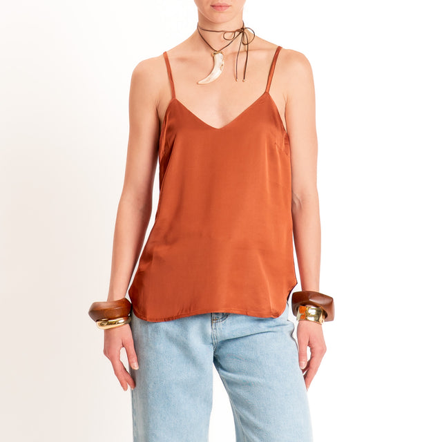 Anonyme-Top in satin bretelle regolabili - brick