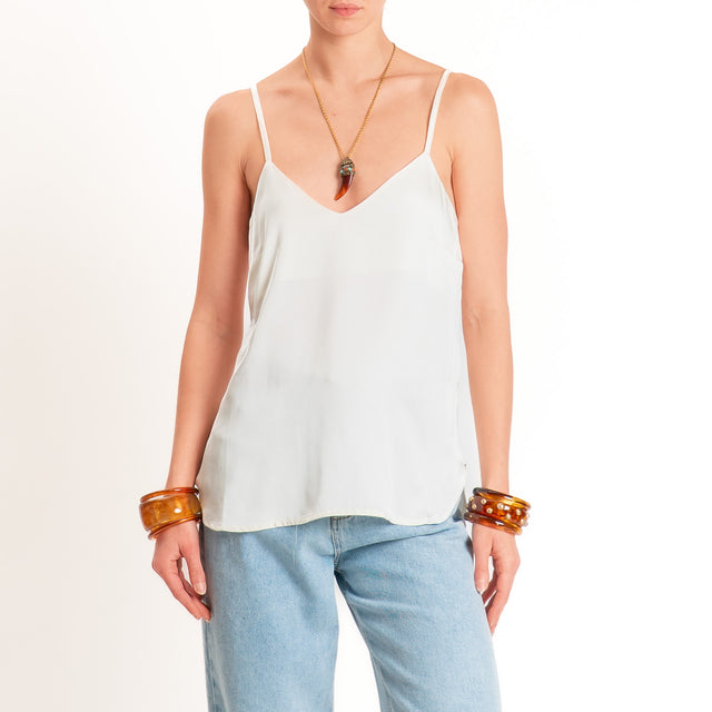 Anonyme-Top in satin bretelle regolabili - burro