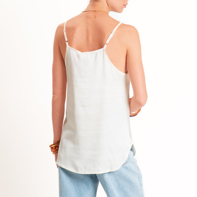 Anonyme-Top in satin bretelle regolabili - burro