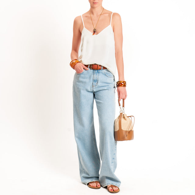 Anonyme-Top in satin bretelle regolabili - burro