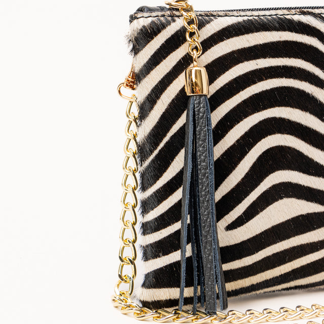 Zeroassoluto-Pochette in cavallino zebrata - latte/nero