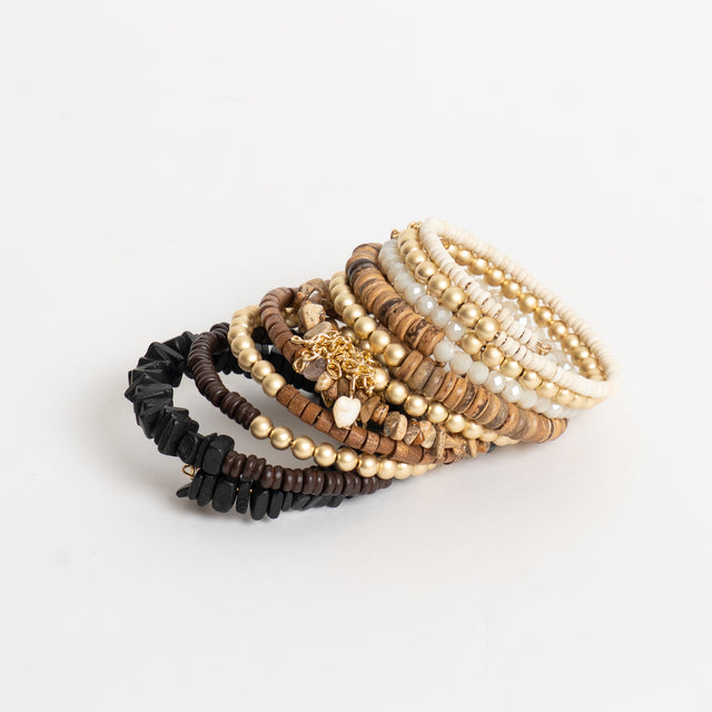 W by Whitemood-Bracciale a molla mix di pietre - nero/gold
