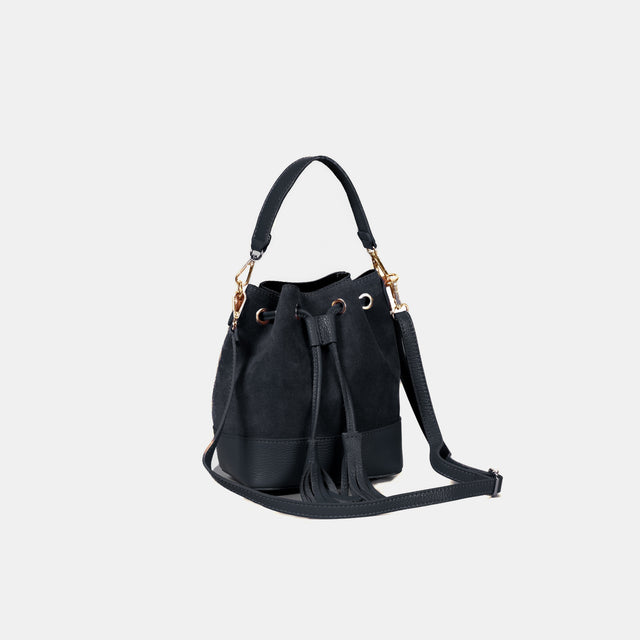 Bolso tipo cubo con borlas de W by Whitemood - Azul