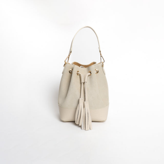 Bolso cubo con borlas W by Whitemood - Tiza