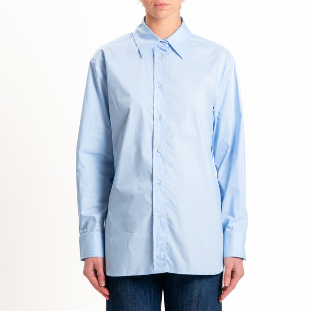 Zeroassoluto-Camicia regular fit con spacchi laterali - celeste