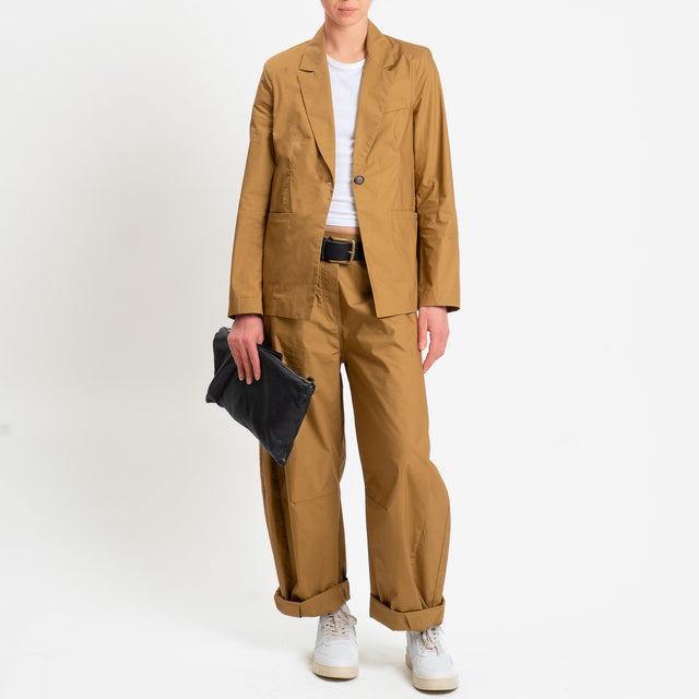 Philia Loft-Pantalone barrel in popeline di cotone - cognac