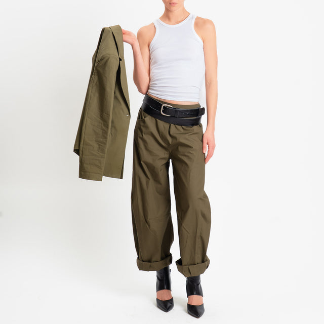 Philia Loft-Pantalone barrel in popeline di cotone - militare