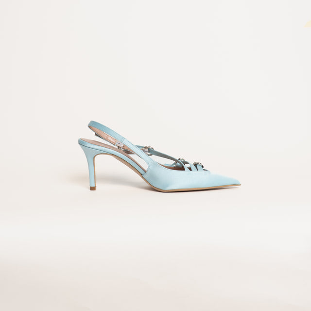 Divine Follie-Slingback raso tre fibbie - azzurro