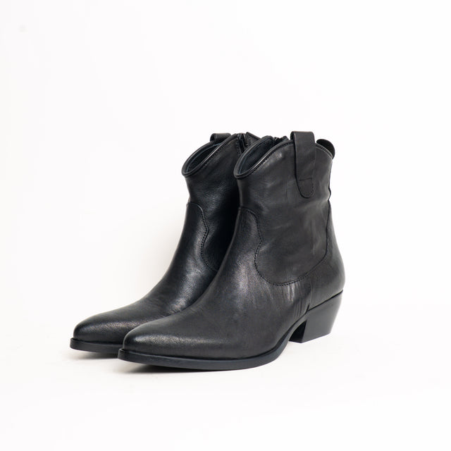 Divine Follie-Texano basso in pelle zip laterale - nero