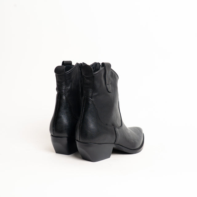 Divine Follie-Texano basso in pelle zip laterale - nero