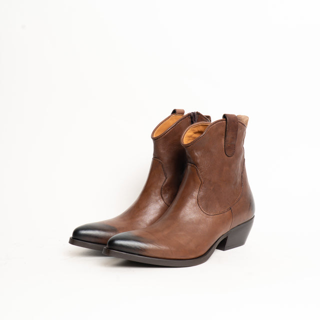 Divine Follie-Texano basso in pelle zip laterale - cuoio