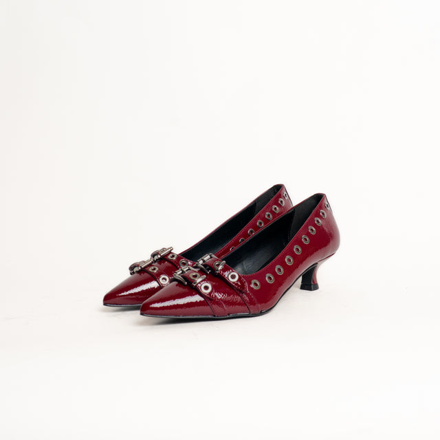 Divine Follie-Ballerina naplak doppia fibbia con borchie - Bordeaux