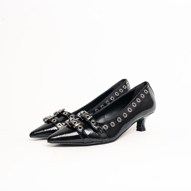 Divine Follie-Ballerina naplak doppia fibbia con borchie - nero