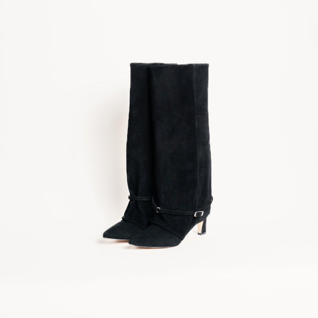 Divine Follie-Stivale camoscio con tacco - nero