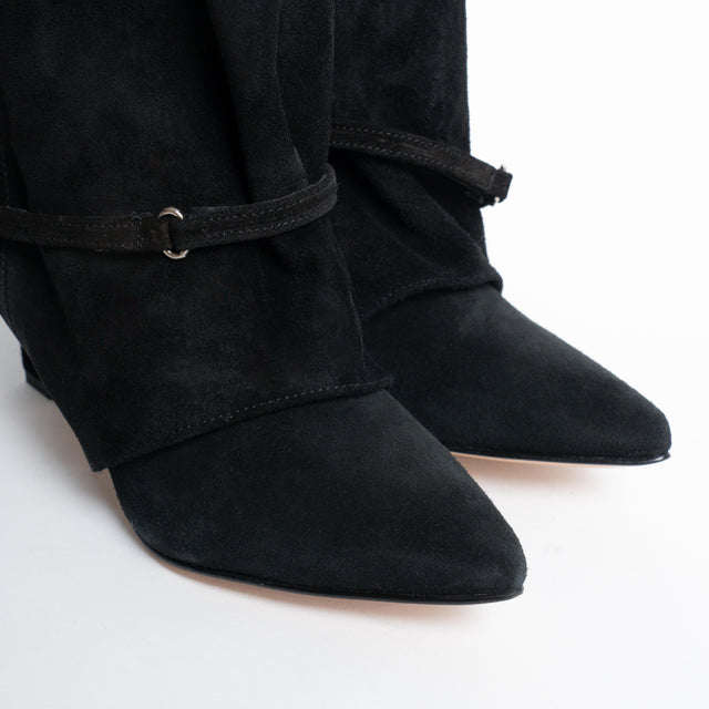 Divine Follie-Stivale camoscio con tacco - nero
