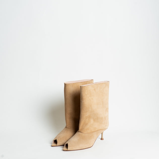 Divine Follie-Stivaletto scamosciato aperto davanti - beige