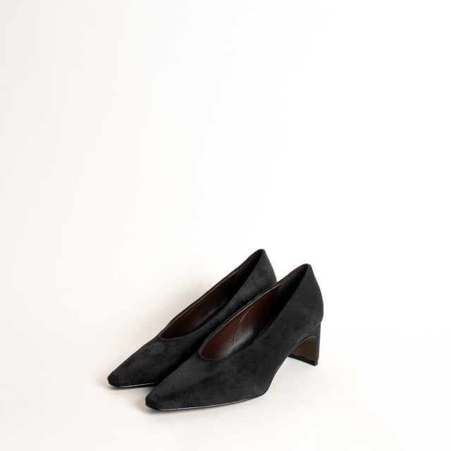 Divine follie-Décolleté con tacco in camoscio - Nero