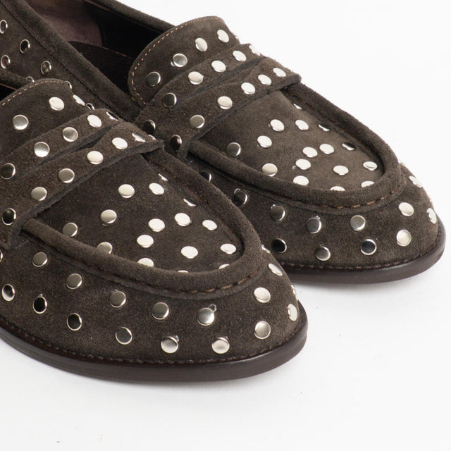Divine Follie-Mocassino scamosciato con borchie - moro